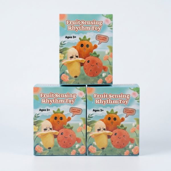 Interaktyvus muzikinis vaisius – pliušinis ritminis žaislas su garsu (3 modeliai)
